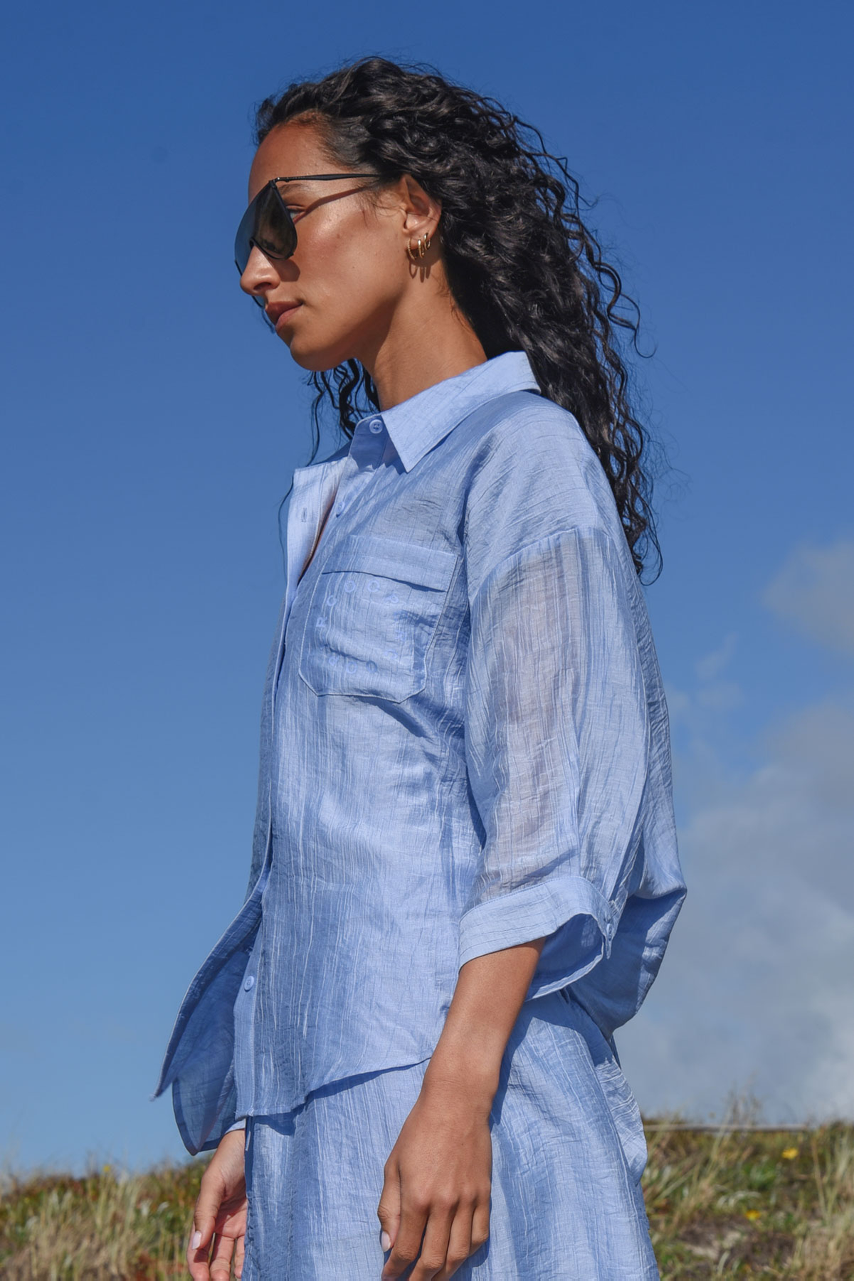 COOPER Unbuttoned + Unbothered Shirt - Cornflower Blue – additional product view