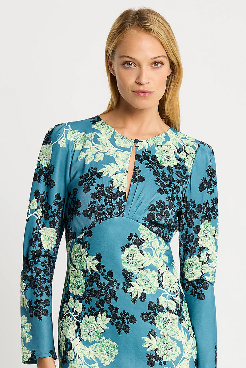 MOSS & SPY Serenity Midi Dress Blue Floral - Magpie Style