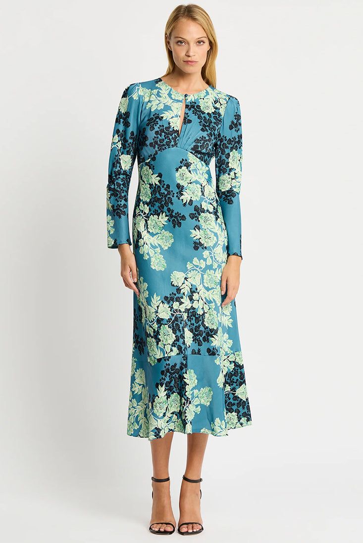 MOSS & SPY Serenity Midi Dress Blue Floral - Magpie Style