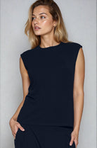 PAULA RYAN Easy Fit Cap Sleeve Crew Neck Top - Ecovero Navy - Paula Ryan