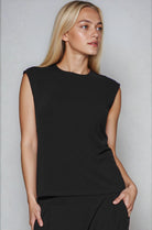 PAULA RYAN Easy Fit Cap Sleeve Crew Neck Top - Ecovero Black - Paula Ryan