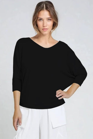 PAULA RYAN Batwing Top Eco Vero - Black
