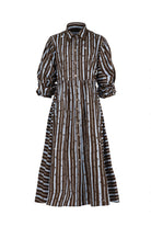 TRELISE COOPER Tied Effects Dress - Blue/Brown Stripe - Magpie Style