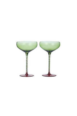 Soho Glass Coupes (Set of 2) - Olive