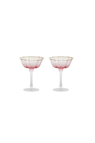 Highat Glass Coupe -  Pink/Gold (Set of 2)