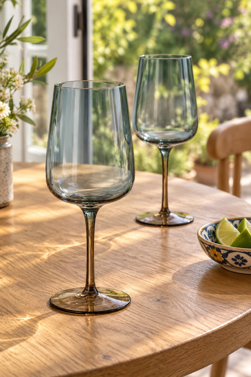 Smoke Blue Ombre Wine Glasses - Set of 2