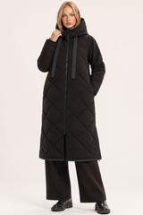 TIRELLI Diamond Quilt Puffer Coat - Black