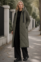 TIRELLI Diamond Quilt Puffer Coat - Steel - Magpie Style