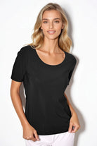 PAULA RYAN Scoop Neck Body Tee - Black Microjersey - Paula Ryan