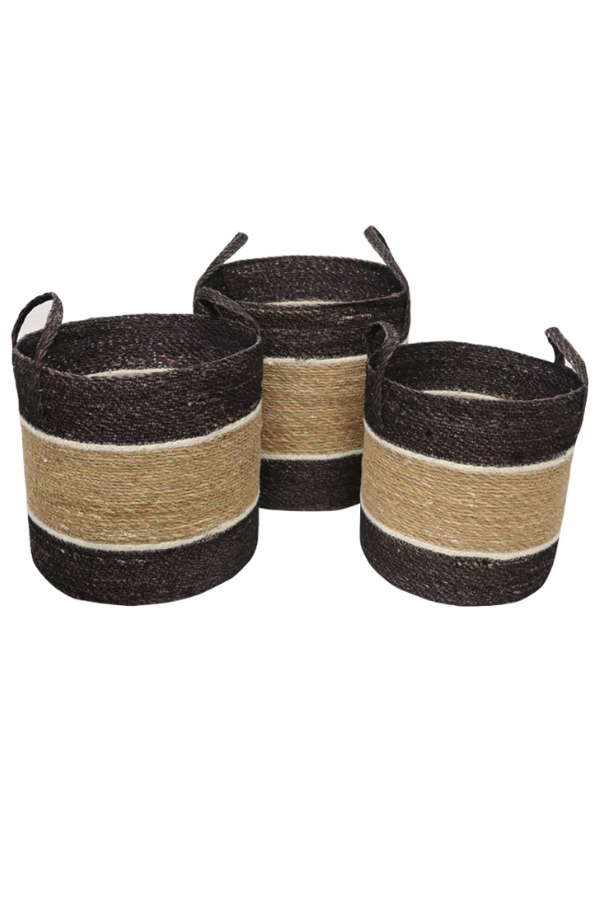 Seagrass Natural & Black Storage Basket - Medium - Magpie Style