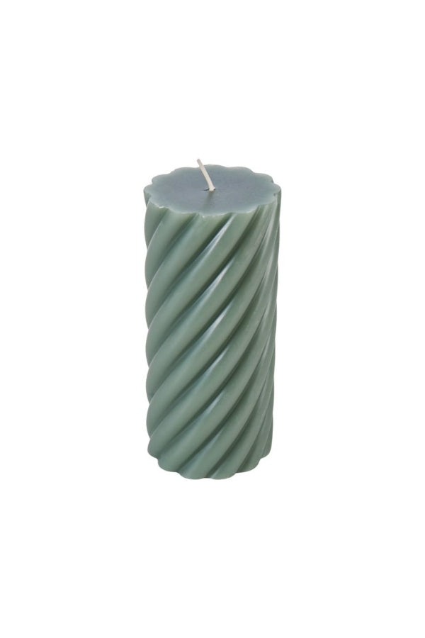 Maisey Swirl Pillar Candle 15cm - Sage - Magpie Style