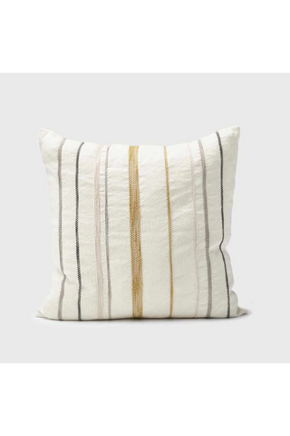 Moro Linen Cushion - White with Multi Stitching 50x50cm