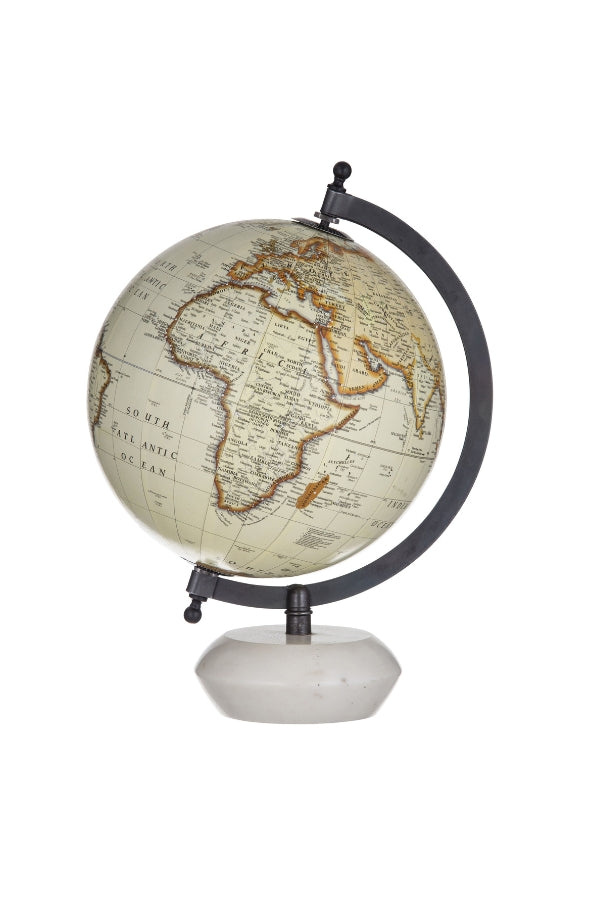 Milas World Globe - White/White Marble - Magpie Style