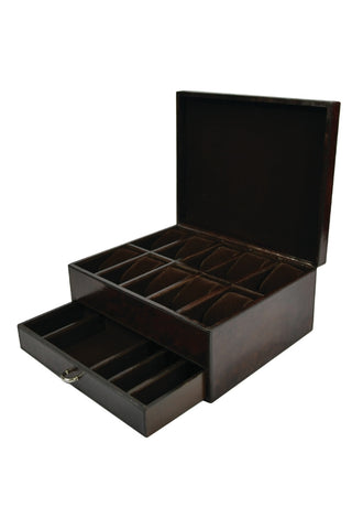 Leather 10 Watch Holder - Rich Chocolate