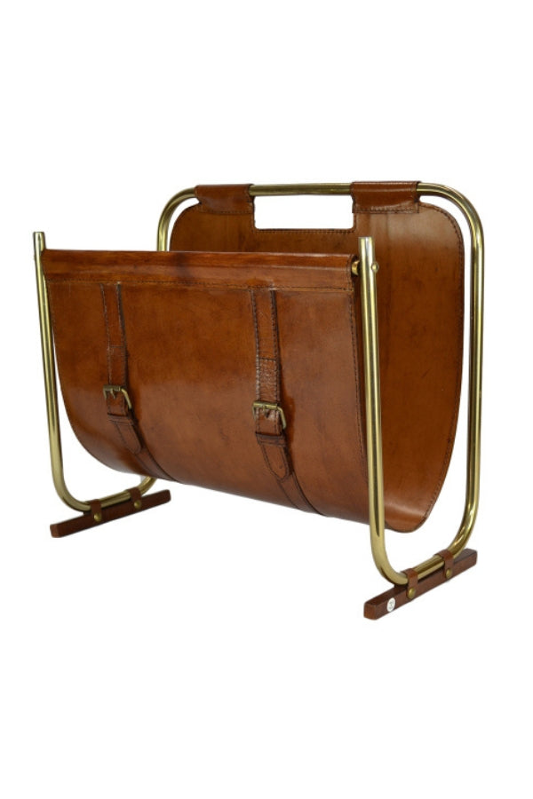 Leather Magazine Basket - Tan - Magpie Style