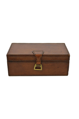 Rectangle Leather Box with Brass Stirrup
