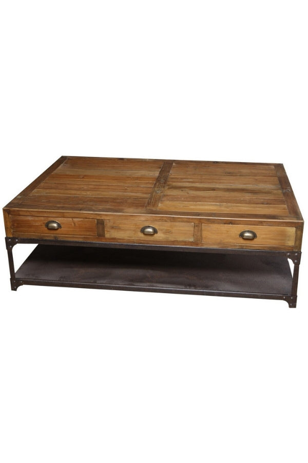 Industrial Coffee Table with Metal Shelf - Magpie Style