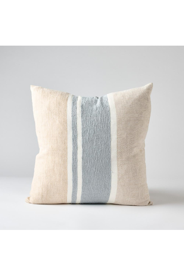 Magnus Linen Cushion - Natural/Blue - Magpie Style