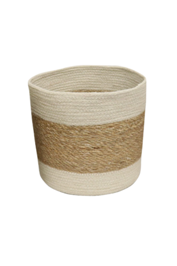 Seagrass Natural & White Storage Basket - Medium - Magpie Style