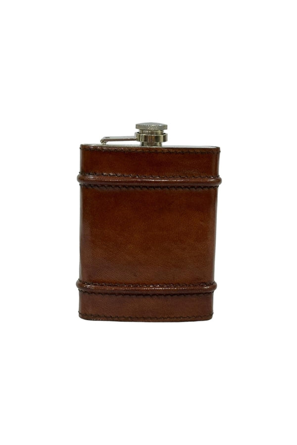 Leather Hip Flask with Ridges - Tan - Magpie Style