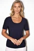 PAULA RYAN Scoop Neck Body Tee - Navy Microjersey - Paula Ryan