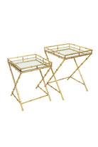 Gold Bamboo Iron Square Side Table - Magpie Style