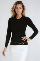 PAULA RYAN Slim Fit Long Sleeve Crew Neck Top - Ecovero Black - Paula Ryan