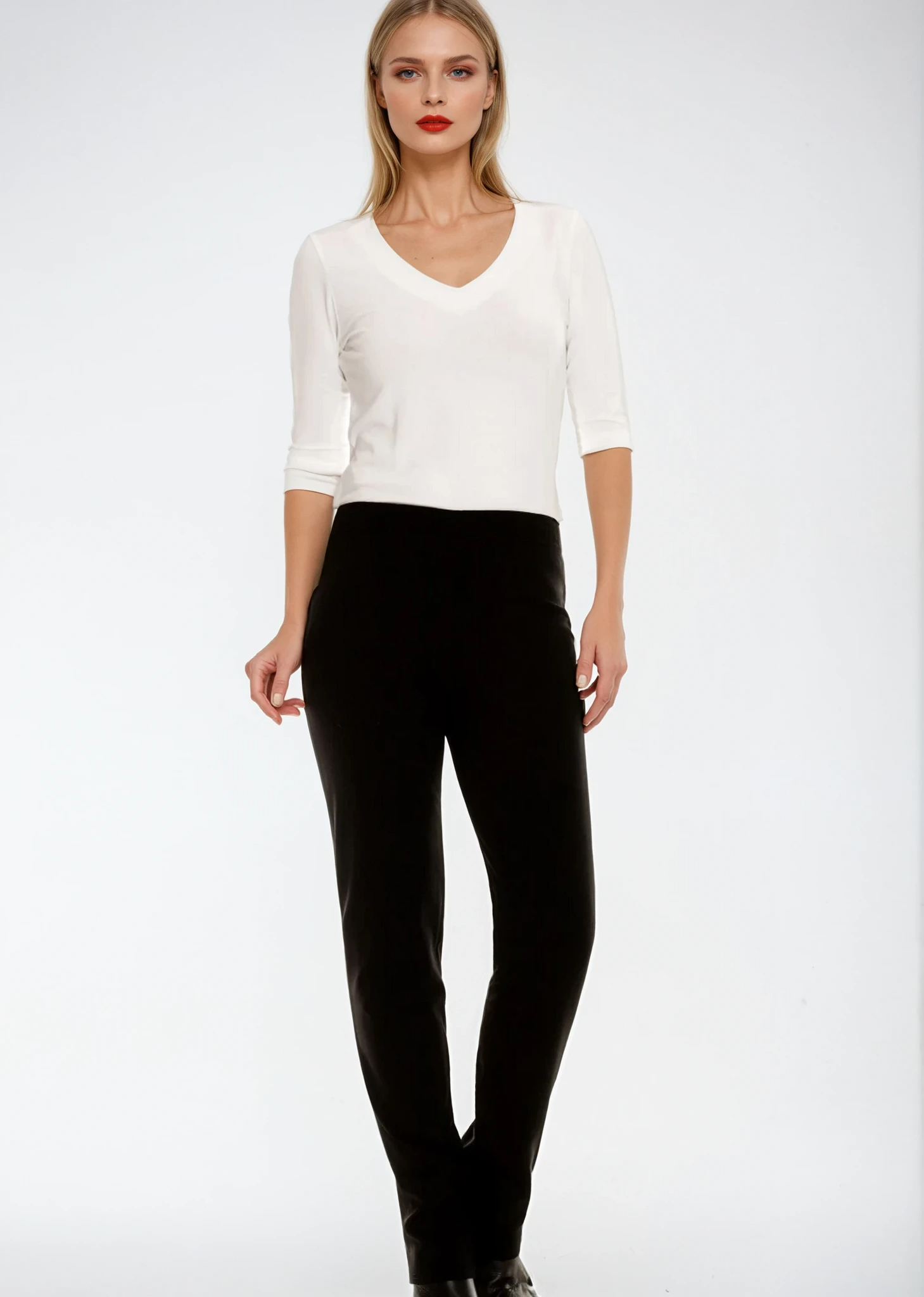 PAULA RYAN Narrow Leg Pant - Black Roma - Paula Ryan