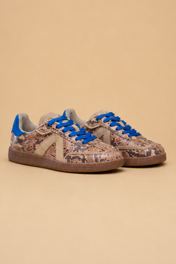 ASFVLT Elite Classic Sneaker - Beige Snake/Blue - Magpie Style