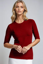 PAULA RYAN Slim Fit Half Sleeve Crew Neck - Red Merino - Paula Ryan