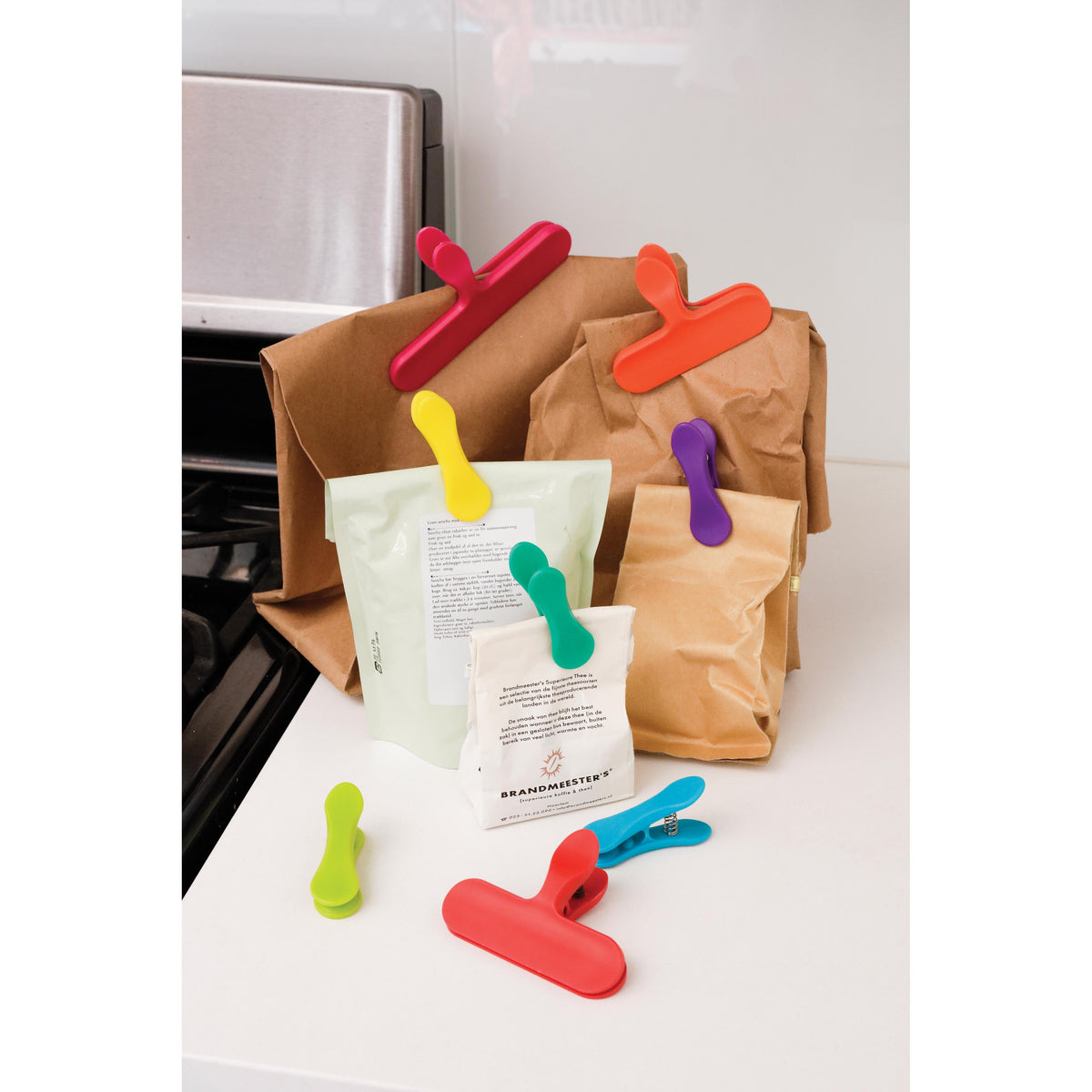 Rainbow Bag Clips - Assorted Sizes, Set of 8 - 5