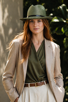 TRAVAUX EN COURS - Borsalino Hat Leather Hat- Army - Paula Ryan