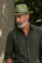 TRAVAUX EN COURS - Borsalino Hat Leather Hat- Army - Paula Ryan