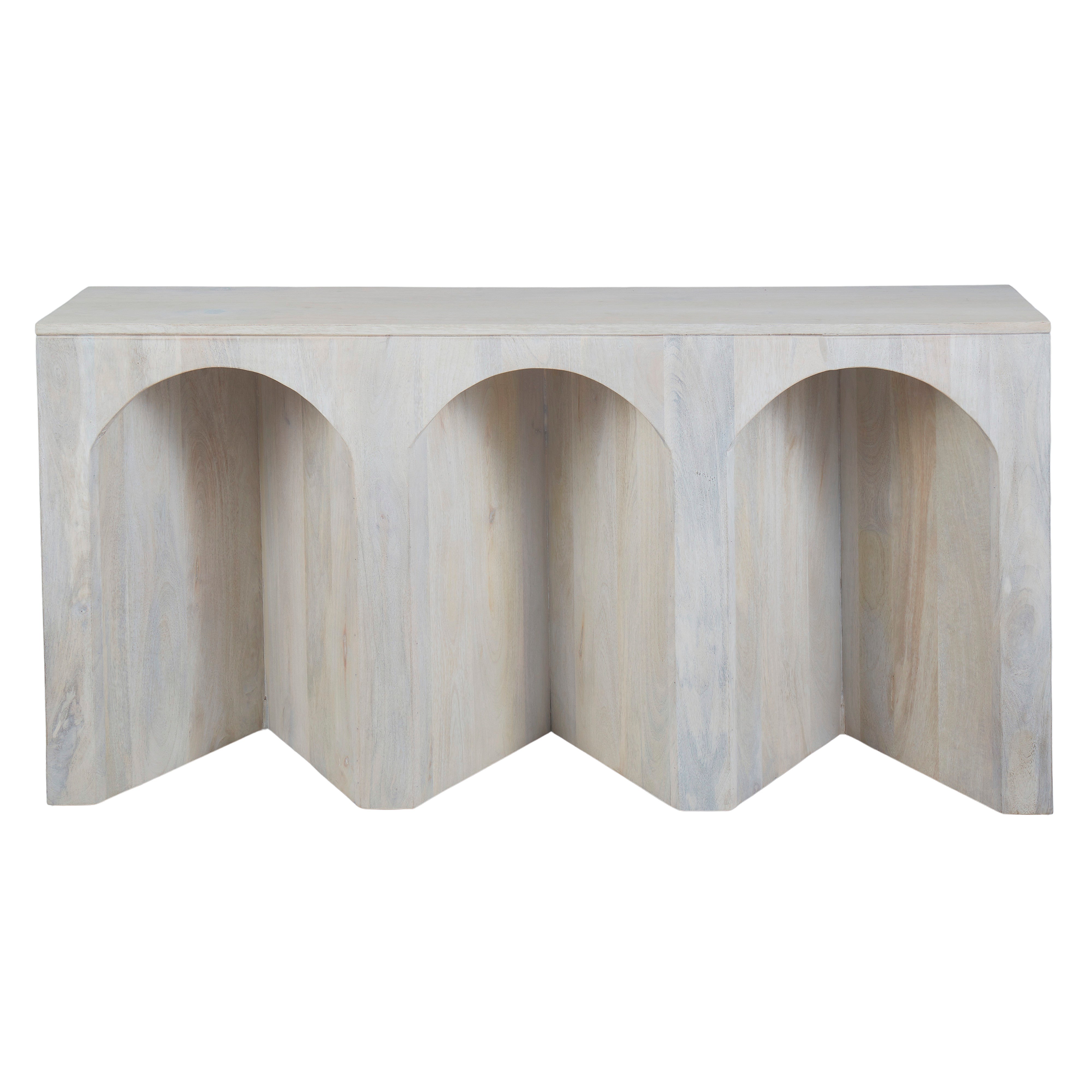 Arch Wood Console Table - White Wash - 2