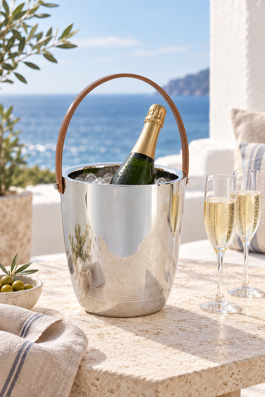 Belvedere Champagne Carrier styled for elegant coastal entertaining
