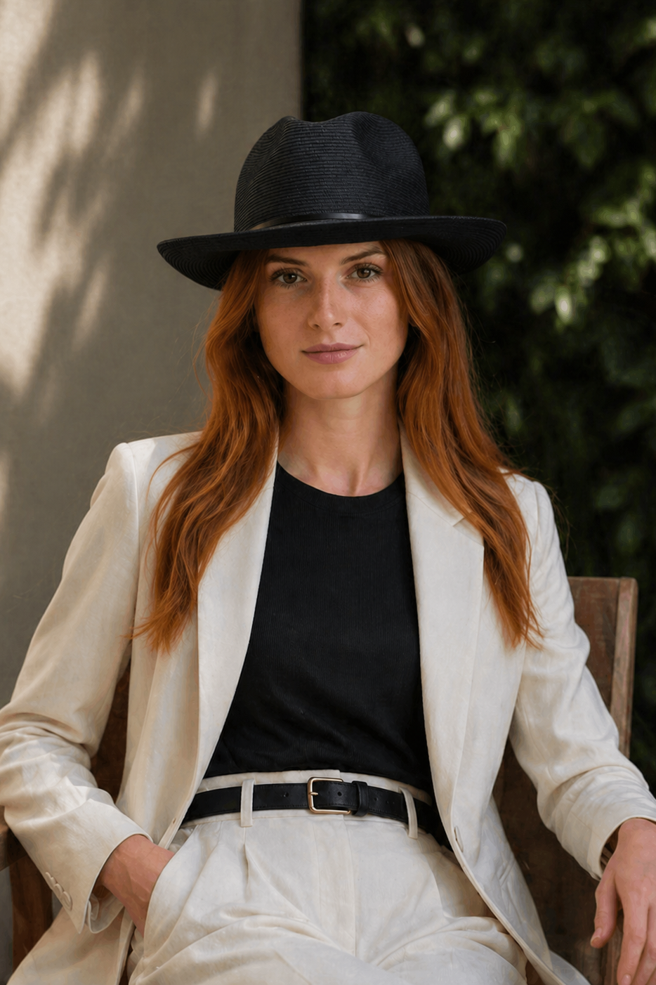 TRAVAUX EN COURS - Borsalino Hat Leather Hat- Black