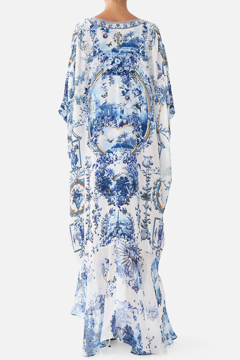 CAMILLA Lace Up Kaftan with Hem Ruffle - The Porcelain Parlour - view 2