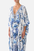 CAMILLA Lace Up Kaftan with Hem Ruffle - The Porcelain Parlour - view 5