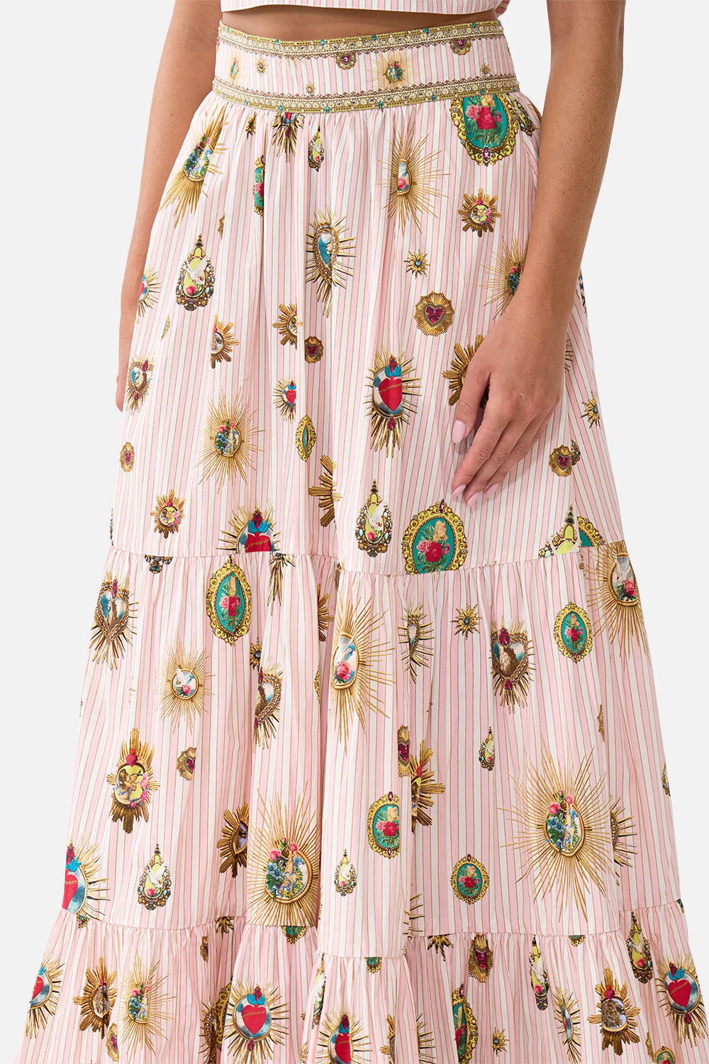 CAMILLA High Waisted Tiered Skirt - Painted Prayers - view 5