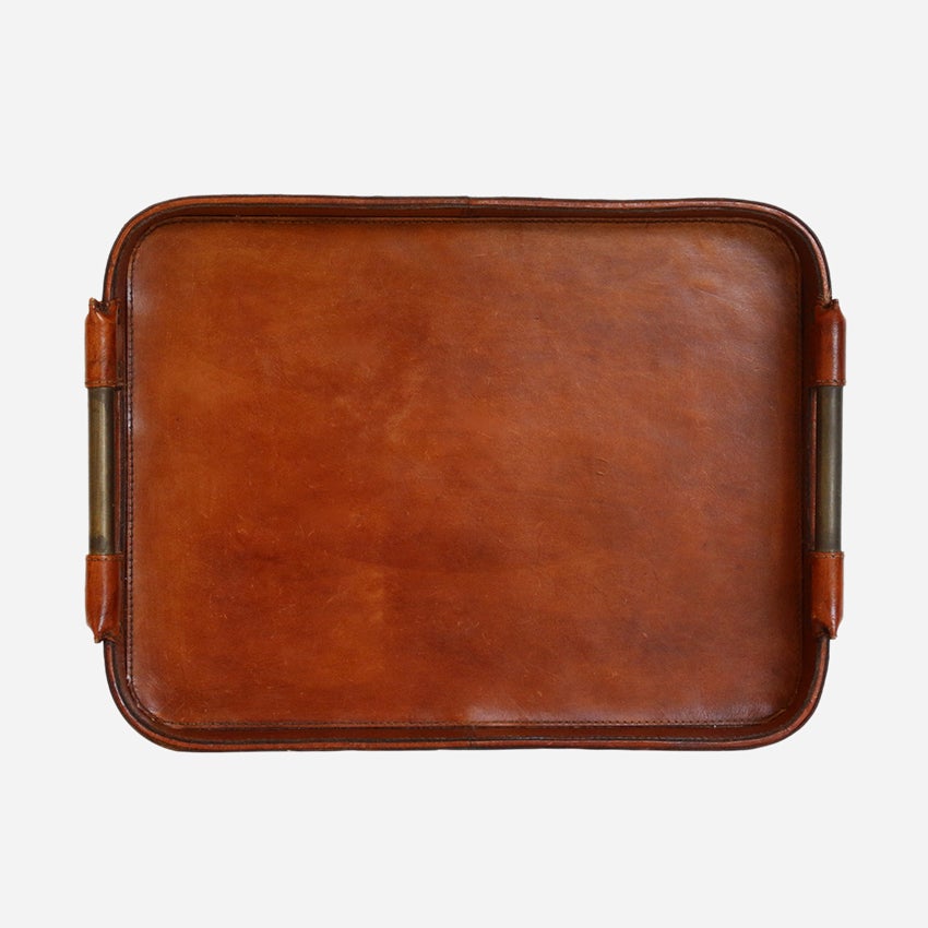 Leather Tray with Brass Handles — additional view