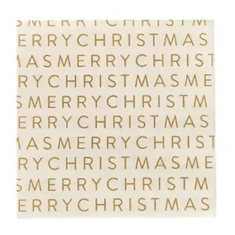 Merry Paper Napkins in white and gold by Coast to Coast, style XX4234