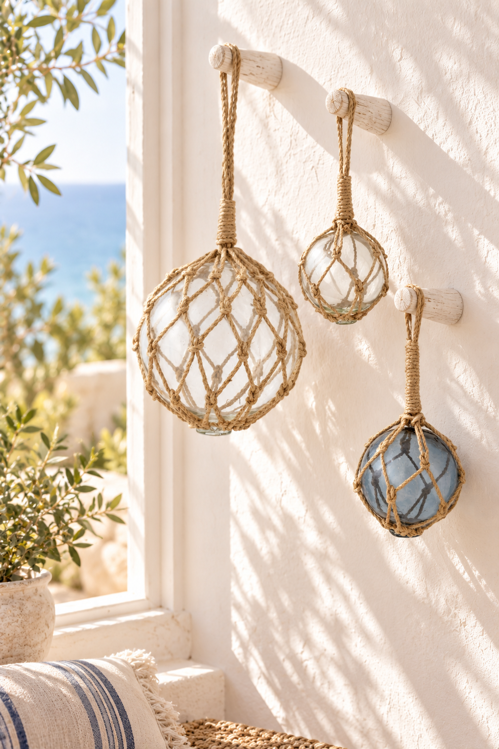 Small Buoy Glass Ball w Rope