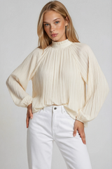 HERZEN'S ANGELEGENHEIT Pleated Blouse - Vanilla