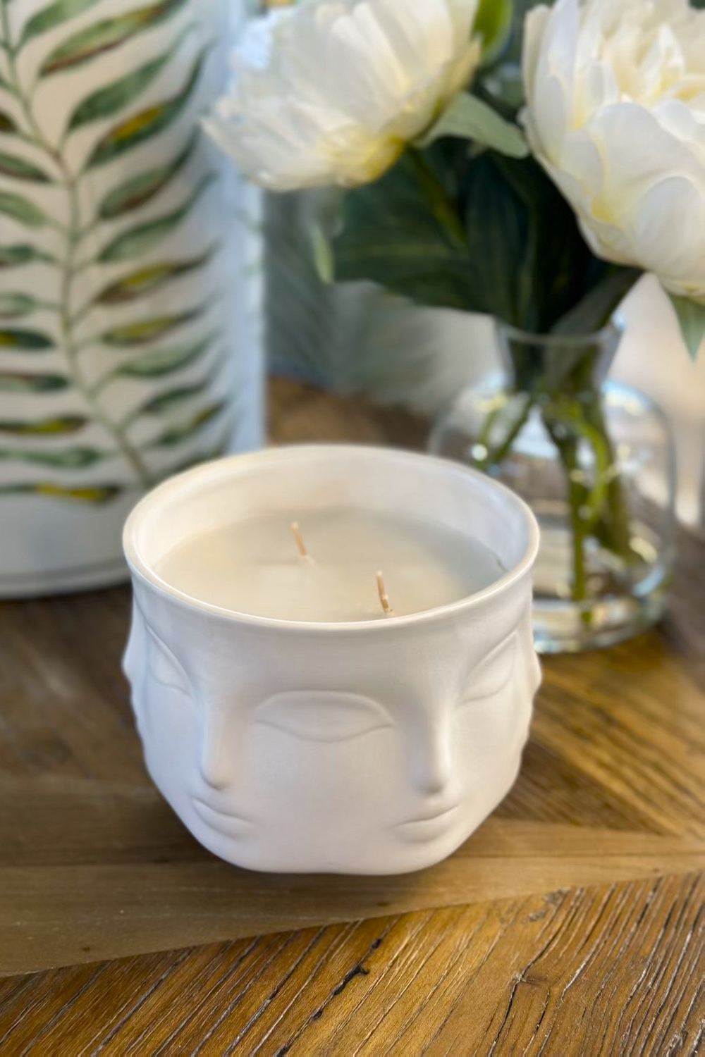 Visage Ceramic Candle Jar - White