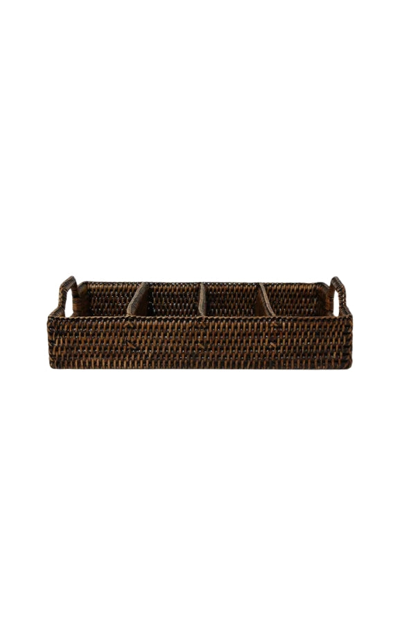 Rattan Cutlery Holder with Handles - Magpie Style