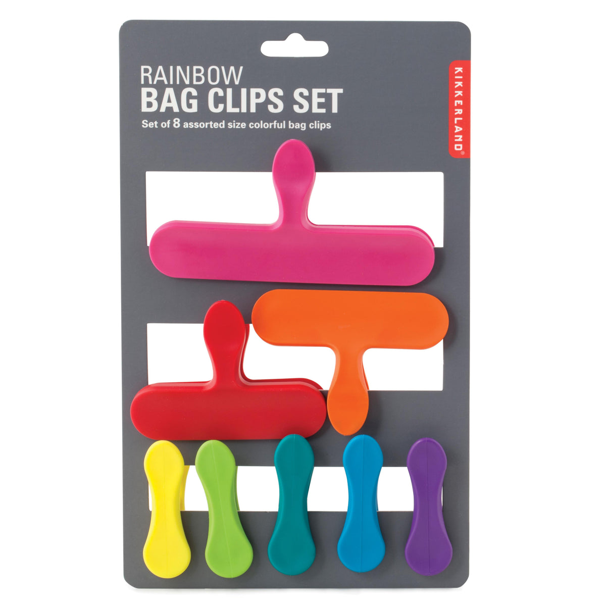 Rainbow Bag Clips - Assorted Sizes, Set of 8 - 1