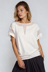 PAULA RYAN Mesh Insert Tee - Ecovero White