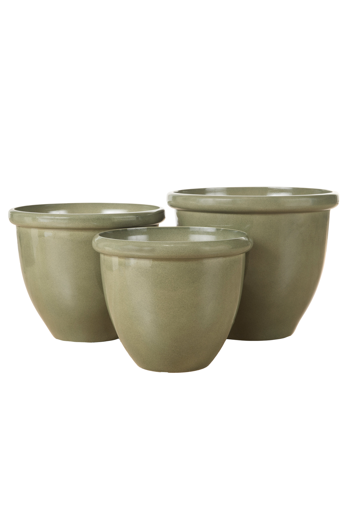 Milan Glaze Look Planters - Green, Set of 3