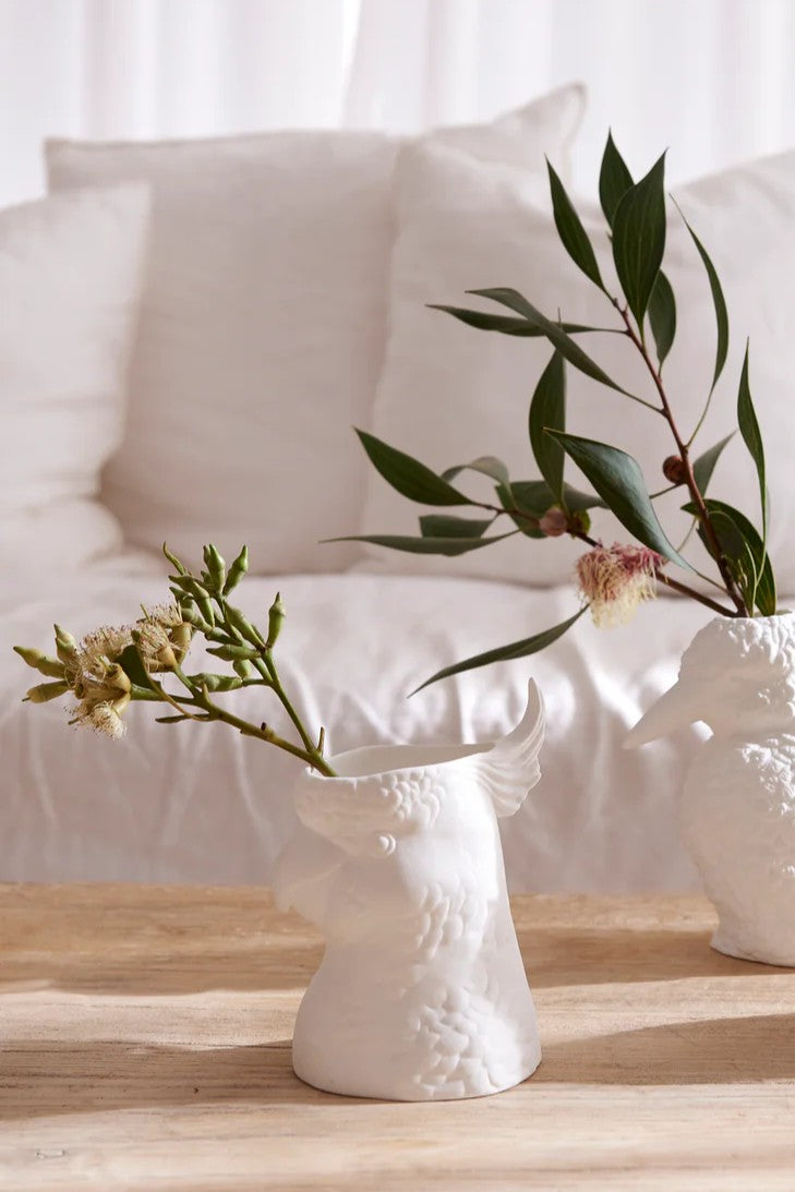 Porcelain Feather Cockatoo Vase - Magpie Style
