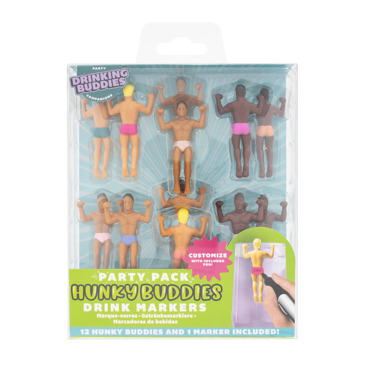 Hunky Buddies Party Pack Drink Markers - Set of 12 - 1